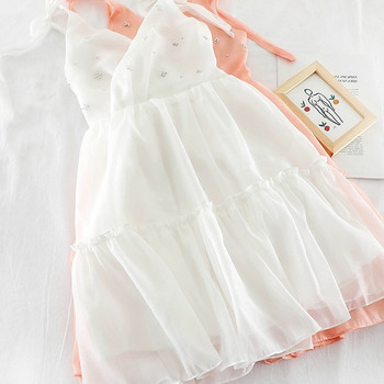 Rochie elegantă de damă cu decolteu în V în alb, negru și roz