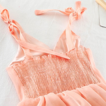 Rochie elegantă de damă cu decolteu în V în alb, negru și roz