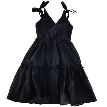 Rochie elegantă de damă cu decolteu în V în alb, negru și roz