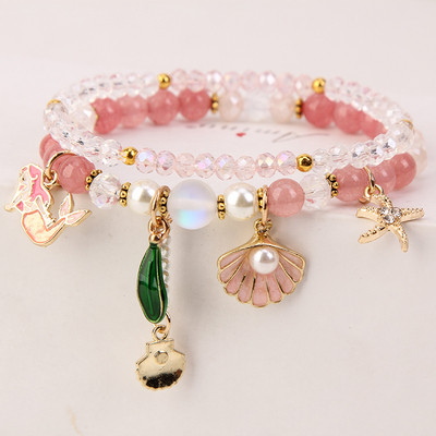 Дамска гривна в четири цвята с мъниста и перли