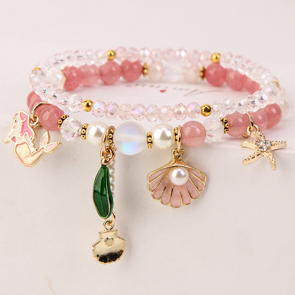 Дамска гривна в четири цвята с мъниста и перли