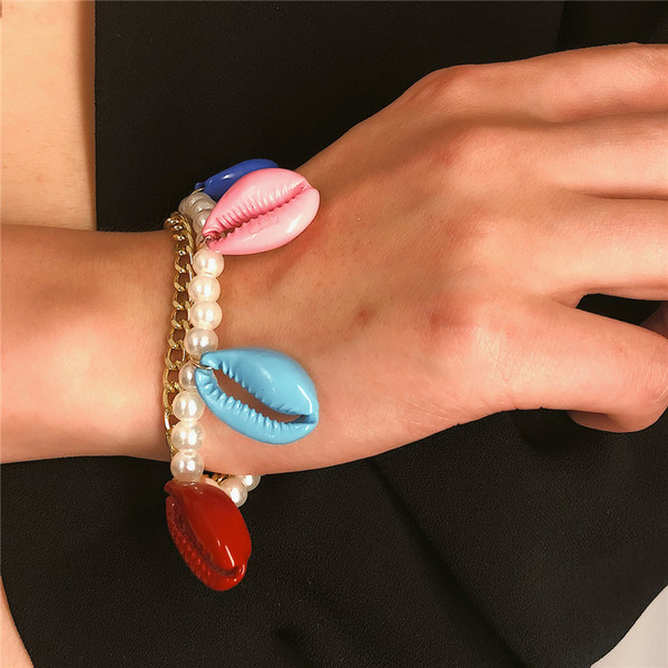 Set doua bratari cu perle si scoici colorate