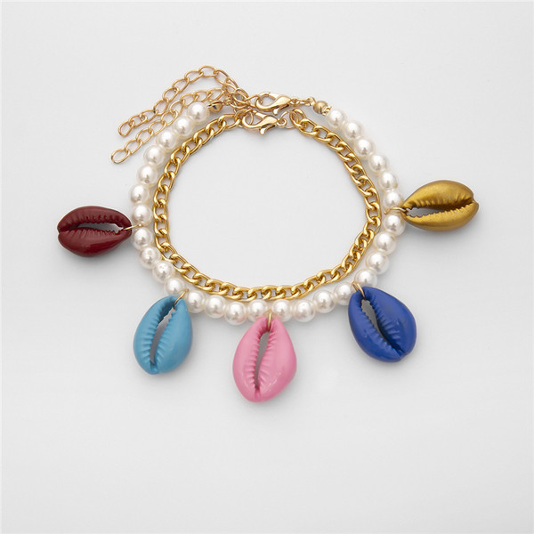 Set doua bratari cu perle si scoici colorate