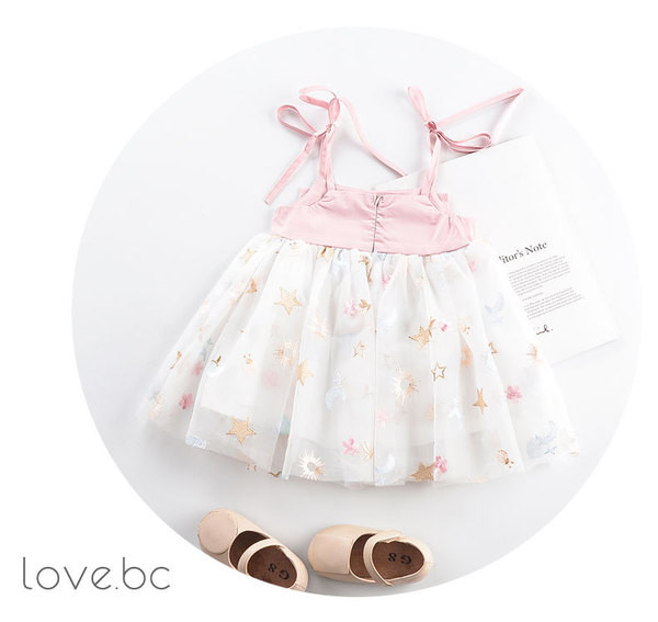 Rochie decupata pentru copii pe bretele subtiri pentru fete