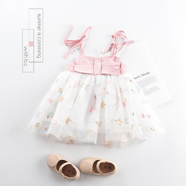 Rochie decupata pentru copii pe bretele subtiri pentru fete