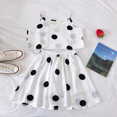 Κομψό και μοντέρνο γυναικείο σετ καλοκαιρινό - φούστα και αμάνικο