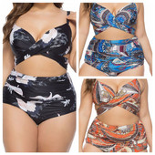 Costum de baie pentru femei în două părți în trei culori - mărimi până la 5XL