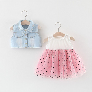 Модерен бебешки комплект за момичета в бял и розов цвят