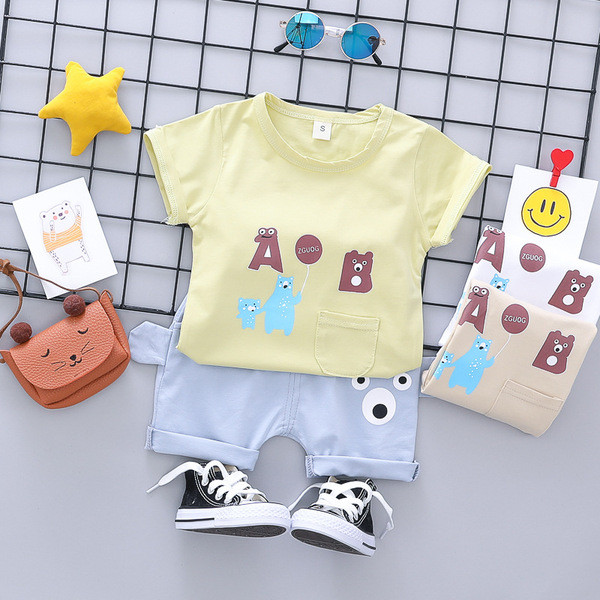 Set zilnic copii pentru baieti in trei culori cu aplicatie