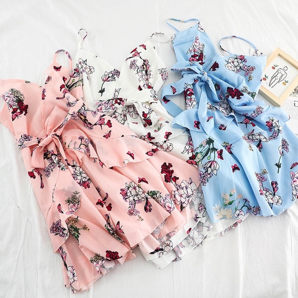 Rochie eleganta de dama cu bretele subtiri si model floral