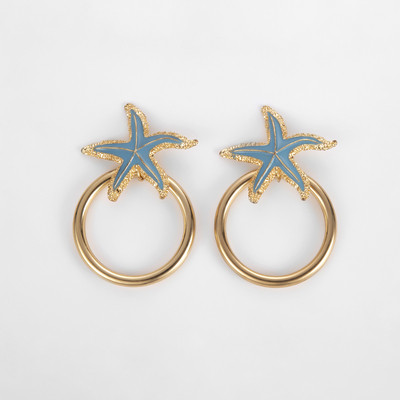 Cercei de dama in forma rotunda cu o stea in trei culori