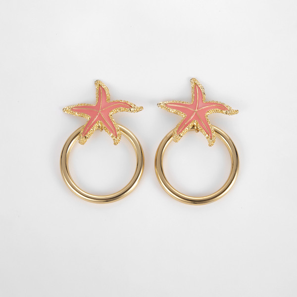 Kerek alakú női fülbevaló három színben csillaggal