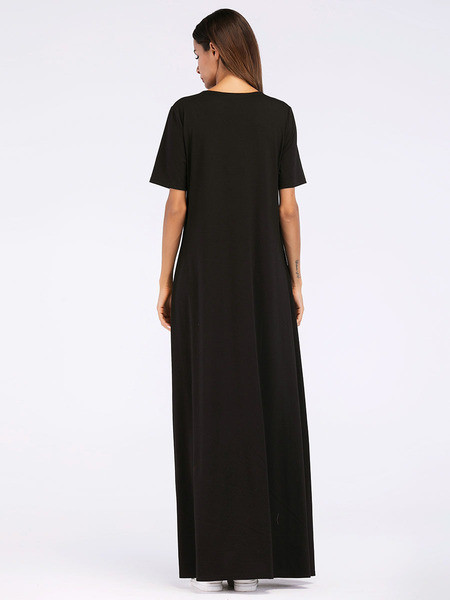 Rochie lungă casual de damă în negru