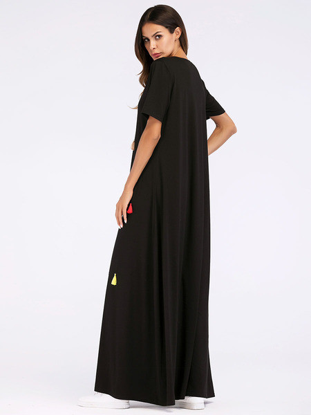 Rochie lungă casual de damă în negru