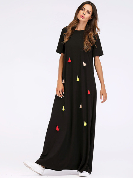 Rochie lungă casual de damă în negru