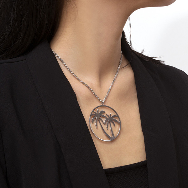 Colier modern de dama cu pandantiv din aur si argint