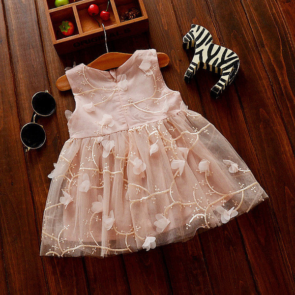 Rochie eleganta pentru bebelusi in roz si bej pentru fete