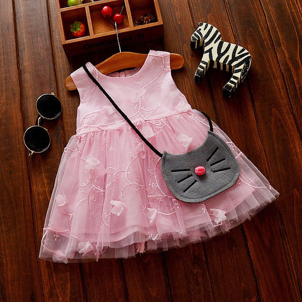 Rochie eleganta pentru bebelusi in roz si bej pentru fete