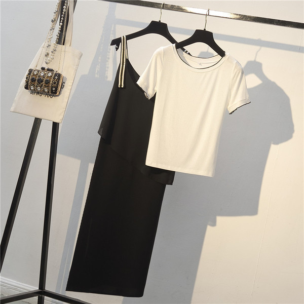 Set zilnic de damă din două părți tricou + rochie