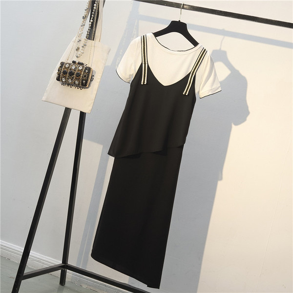 Set zilnic de damă din două părți tricou + rochie