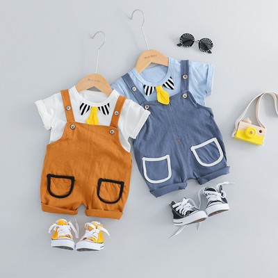 Нов модел бебешки комплект блуза + гащеризон за момчета в два цвята