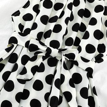 Pöttyös női nyári ruha fekete-fehér színben