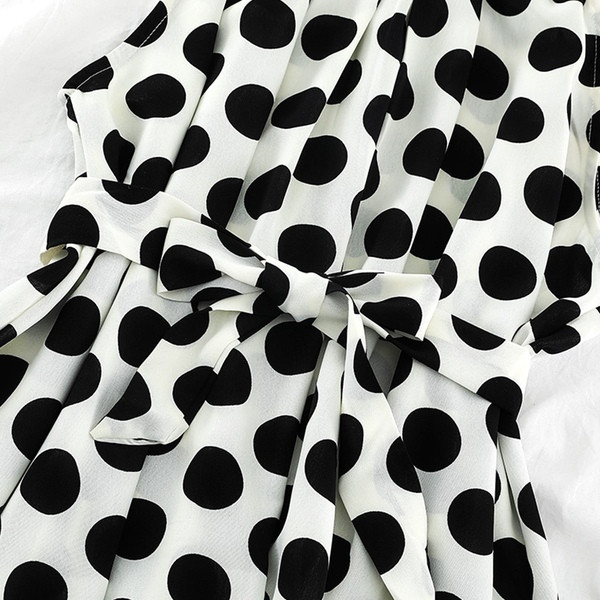 Pöttyös női nyári ruha fekete-fehér színben