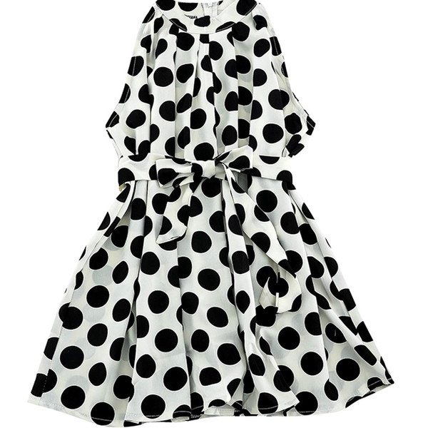 Pöttyös női nyári ruha fekete-fehér színben