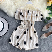 Három színben pöttyös, rövid női jumpsuit