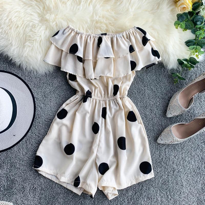 Három színben pöttyös, rövid női jumpsuit