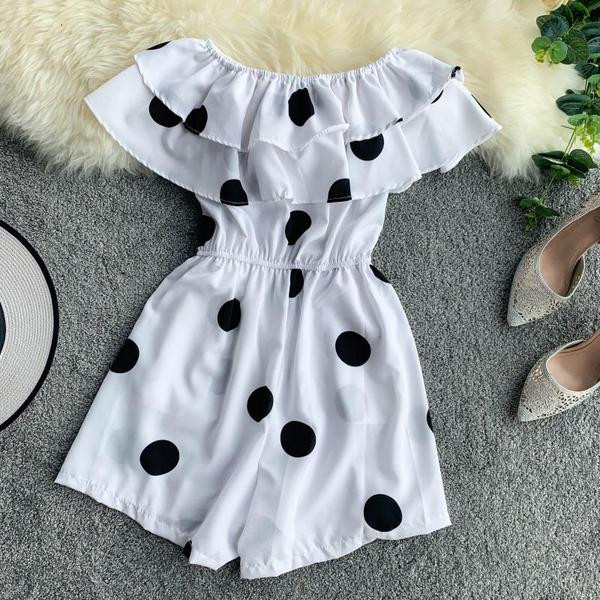 Három színben pöttyös, rövid női jumpsuit