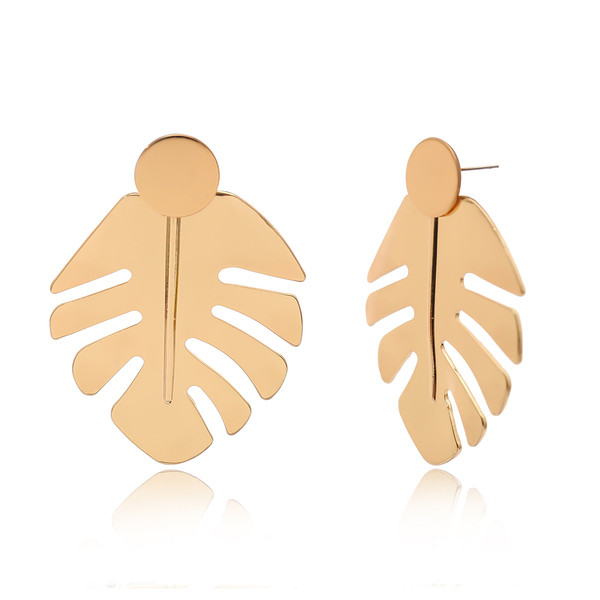 Cercei eleganti de dama in forma de frunza in doua culori