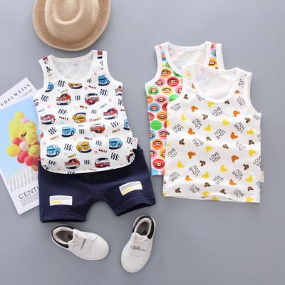Ежедневен бебешки комплект потник и блуза в различни цветове за момчета