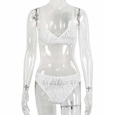 Set de lenjerie din dantelă în alb și negru