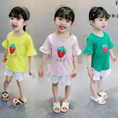 Модерен бебешки комплект за момичета в жълт,зелен и розов цвят