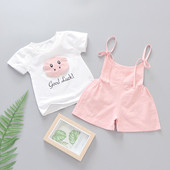 Set bebelus zilnic in roz si galben pentru fete