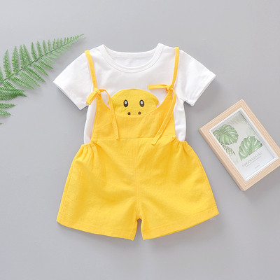 Set bebelus zilnic in roz si galben pentru fete