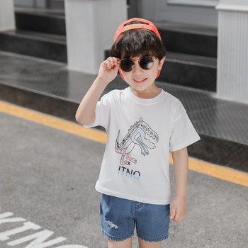 Детска ежедневна тениска в бял и сив цвят-за момчета
