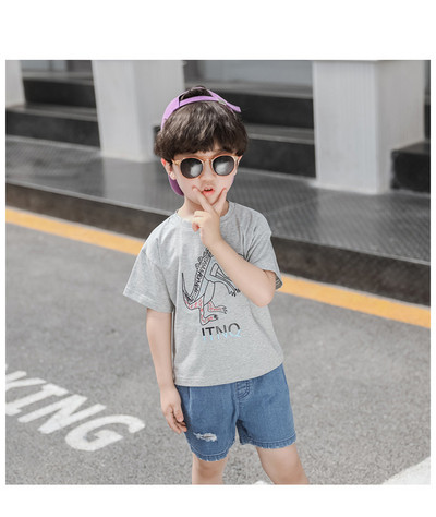 Tricou casual pentru copii alb si gri - pentru baieti