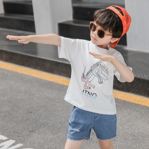 Tricou casual pentru copii alb si gri - pentru baieti