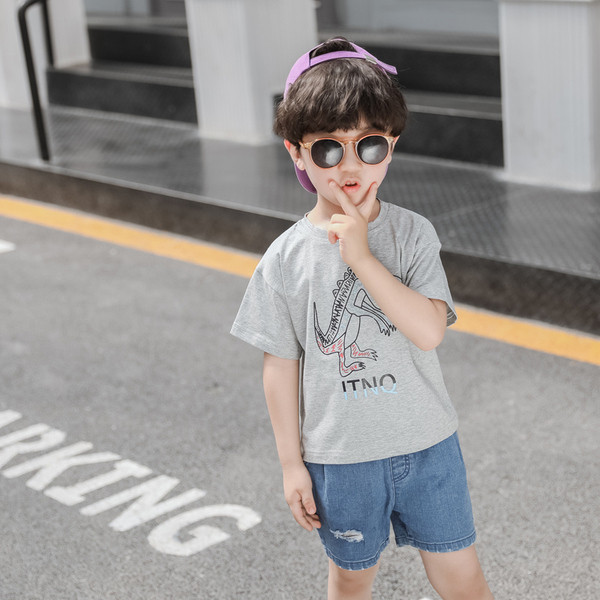 Tricou casual pentru copii alb si gri - pentru baieti