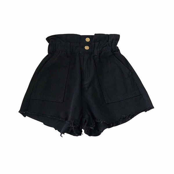 Pantaloni scurți casual de damă cu talie elastică în alb și negru