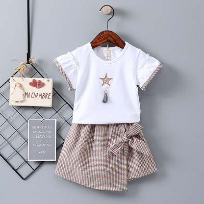 Set copii model nou in trei culori din doua parti fusta + bluza