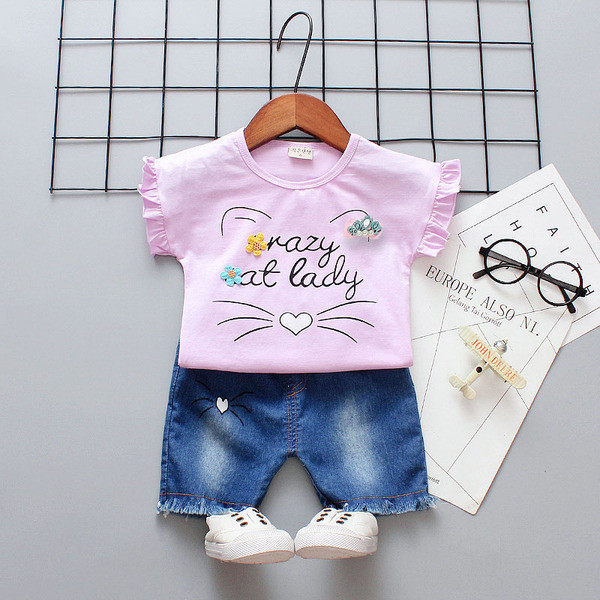 Set bebelus modern pentru fete cu aplicare in mai multe culori