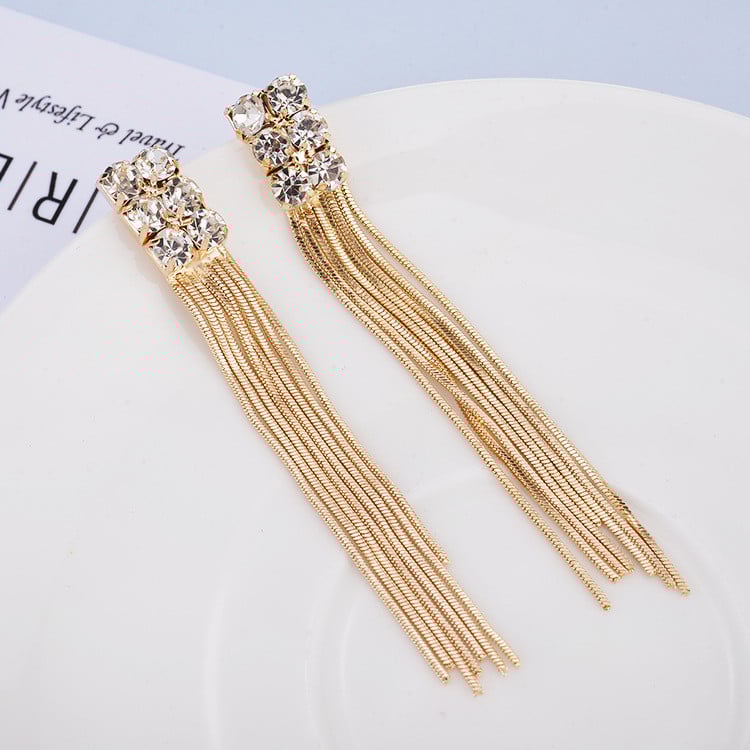 Cercei de dama de culoare aurie cu pietre