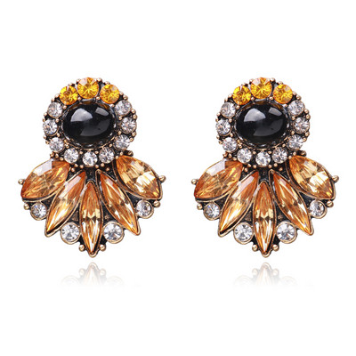 Cercei eleganti de dama cu pietre in doua culori