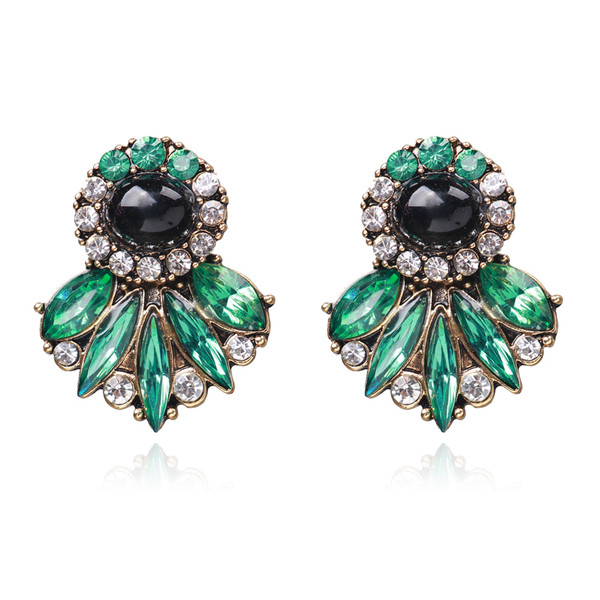 Cercei eleganti de dama cu pietre in doua culori