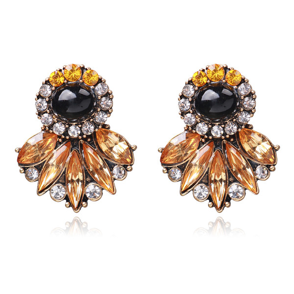 Cercei eleganti de dama cu pietre in doua culori