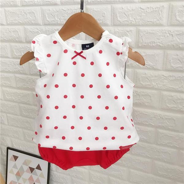 Set copii pentru fete pe puncte maiou și pantaloni