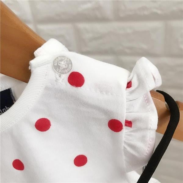 Set copii pentru fete pe puncte maiou și pantaloni